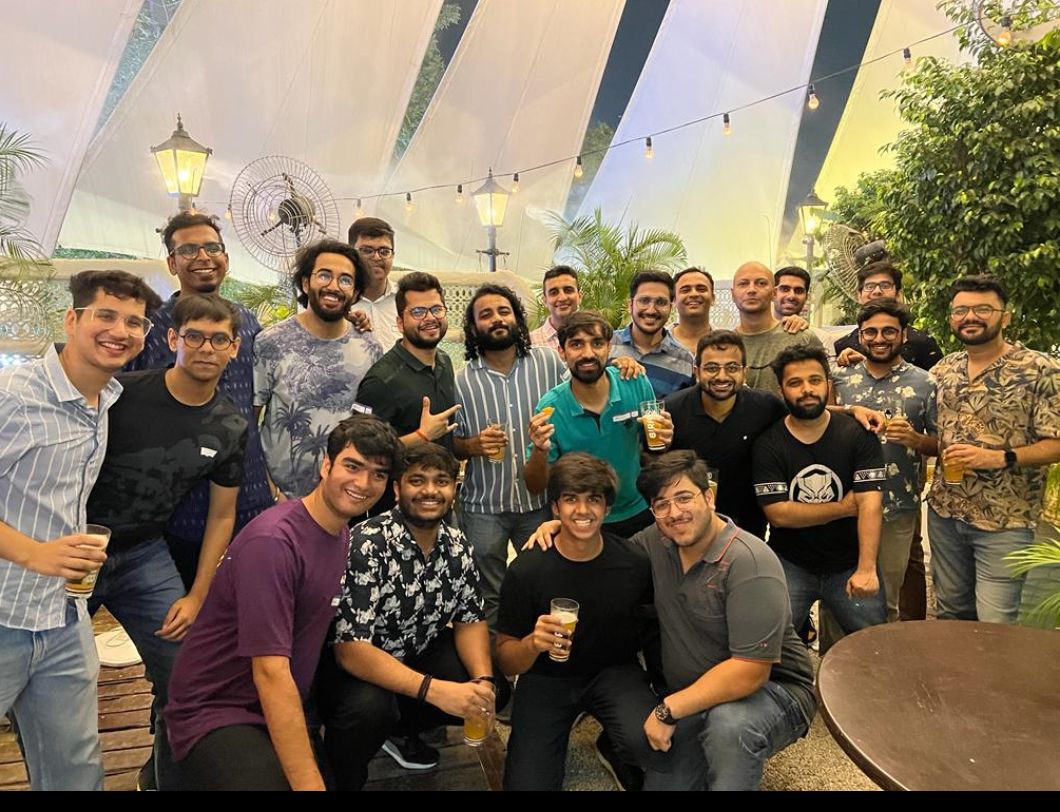 Sachin Upadhyay with GrowthX peers at an evening social gathering