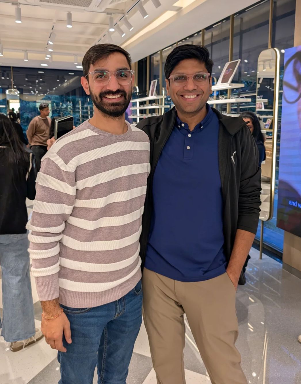 Sachin Upadhyay with a friend at a retail store